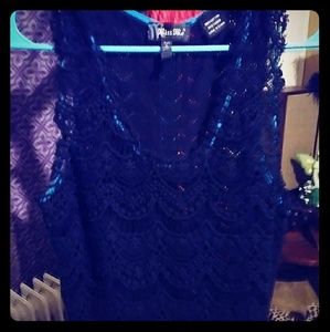 Crochet Miss Me Tank with Turquiose Trim